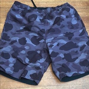 Bape Camo Men Shorts - Blue and Gray